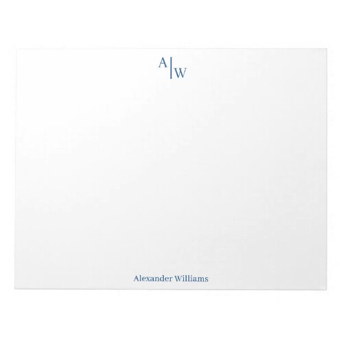 Professional 2 Monogram Minimalist Navy Blue Notepad