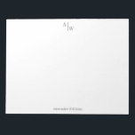 Professional 2 Monogram Simple Minimalist Gray Notepad<br><div class="desc">Professional 2 Monogram Simple Minimalist Silver Slate Gray Notepad</div>