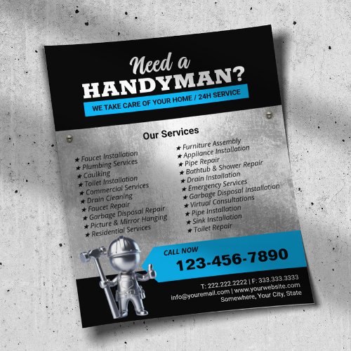 Professional 3D Metal Handyman Plumbing  Repair Flyer
