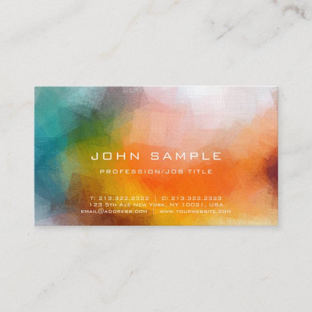 Professional Abstract Art Premium Linen Luxury Business Card (Front)