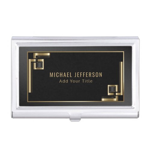 Professional Abstract Black and Gold Design Business Card Case