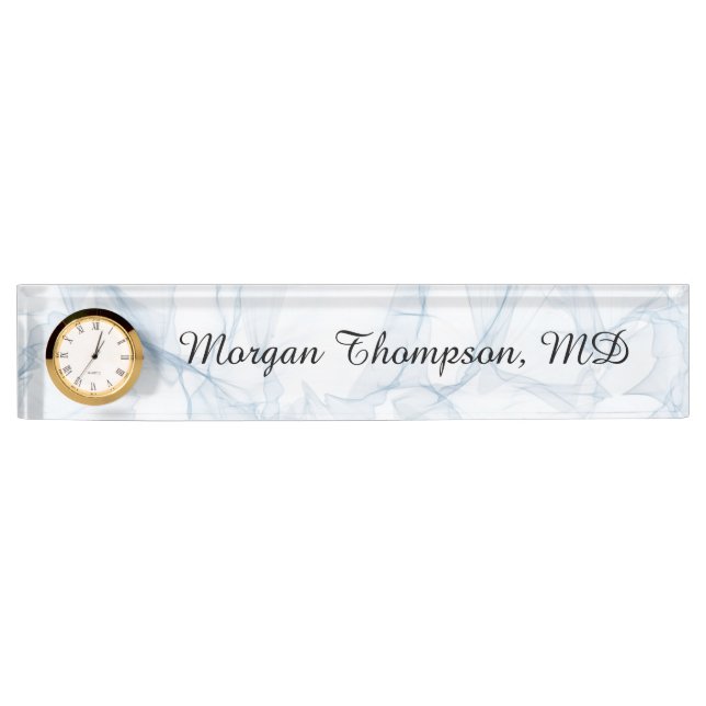 Professional Abstract Light Blue Desk Name Plate (Front)