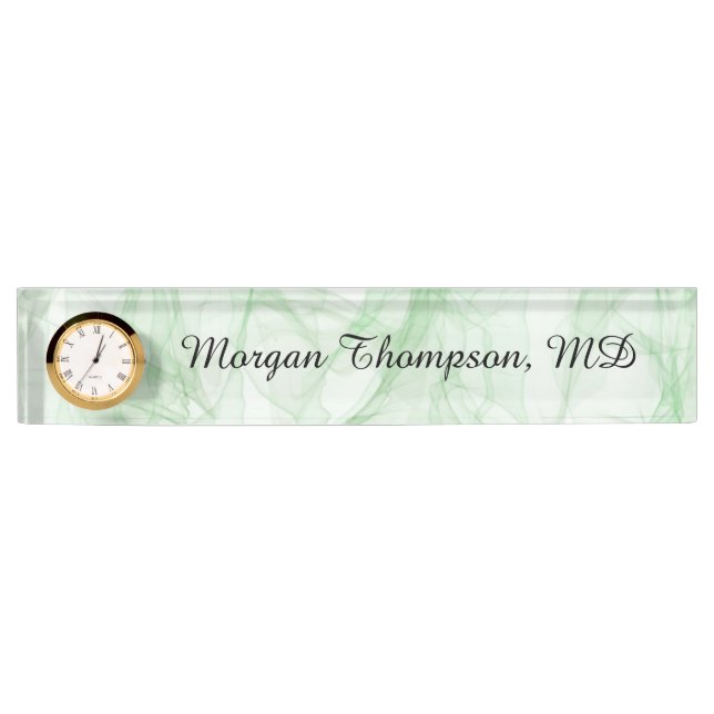 Professional Abstract Light Green Desk Name Plate (Front)