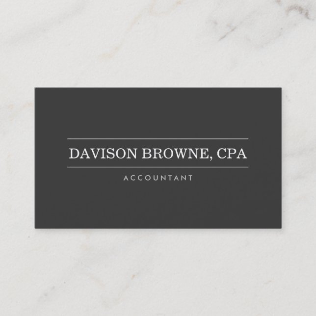 Professional Accountant Dark Gray Business Card (Front)