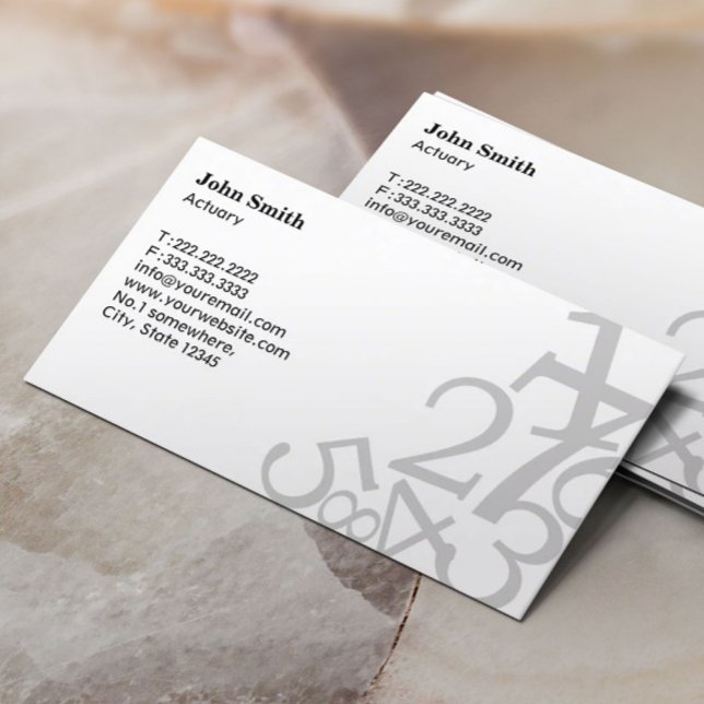 Professional Actuary Random Numbers Typography Business Card (Creator Uploaded)