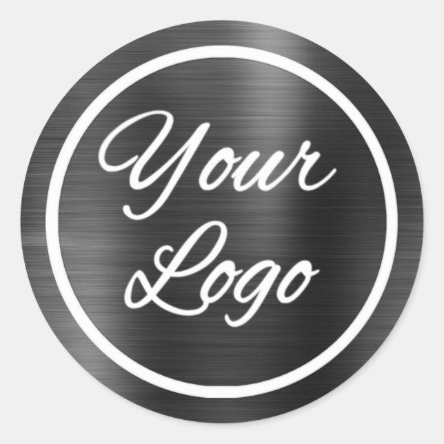 Professional Add Logo Black Gray Metal Steel Classic Round Sticker (Front)