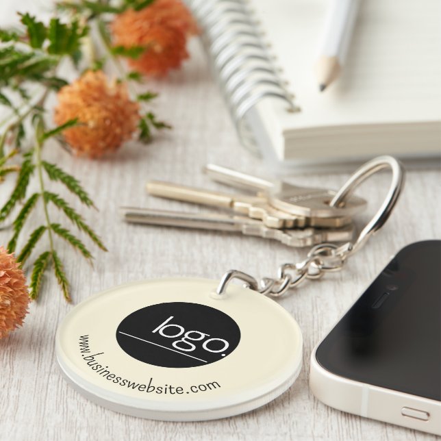 PROFESSIONAL ADD OWN LOGO CREAM BUSINESS MERCH KEYCHAIN (Front Right)