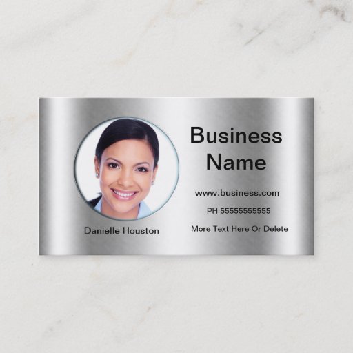 Customizable Professional Add Photo Silver Classy Business Business Cards