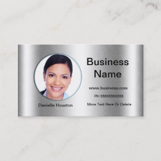 Professional Add Photo Silver Classy Business Card