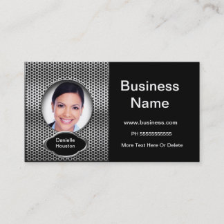 Professional Add Photo Silver Classy Business Card