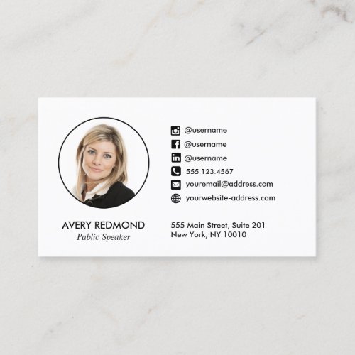 Professional Add Photo Social Media Icon Business Card