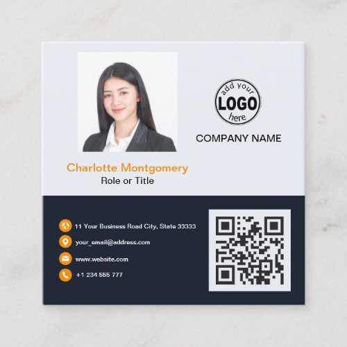 Professional add your Logo QR Code Photo Custom Bu Square Business Card