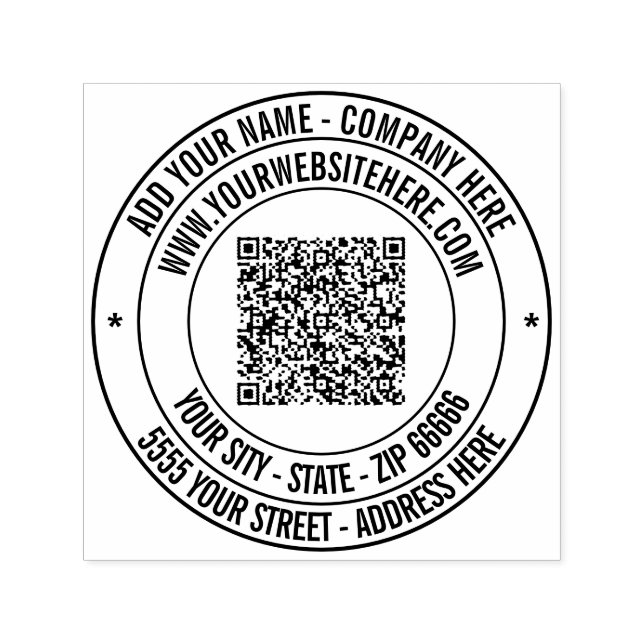 Professional Address QR Code Round Stamp Example (Design)