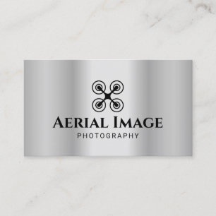 Professional Aerial Drone Photography Faux Metal Business Card