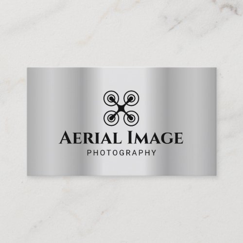 Professional Aerial Drone Photography Faux Metal Business Card