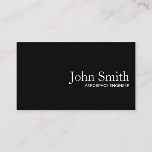 Professional Aerospace Engineer Plain Black Business Card