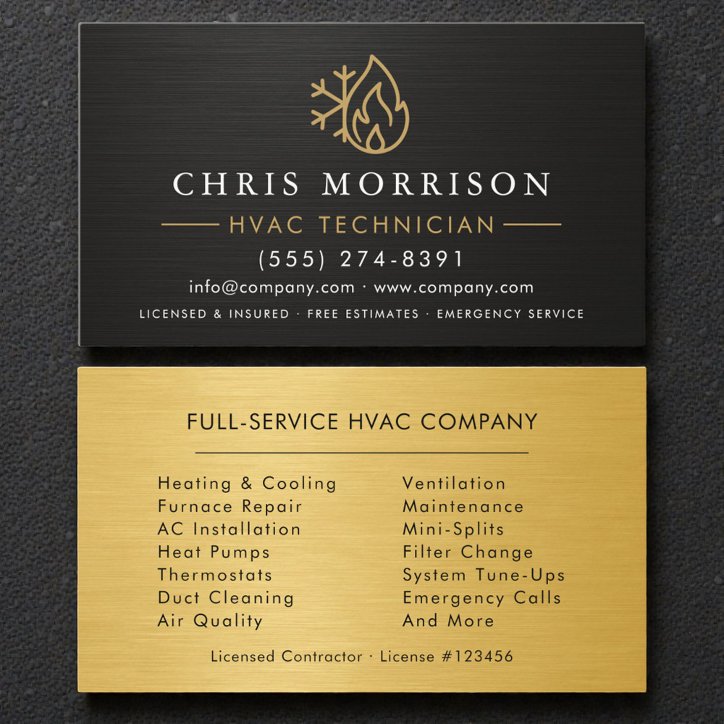 Professional Air Conditioning Cooling Hvac Business Card