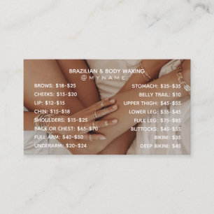 Professional and Chic for Brazilian & Body Waxing Business Card