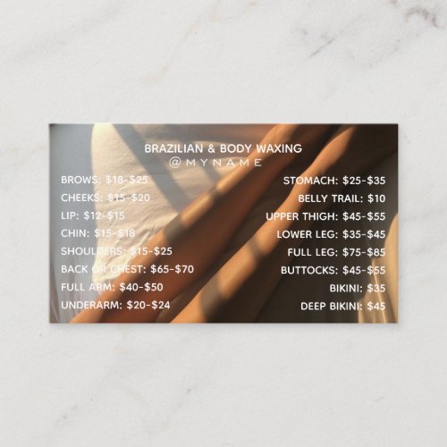 Professional and Chic for Brazilian  Body Waxing  Business Card