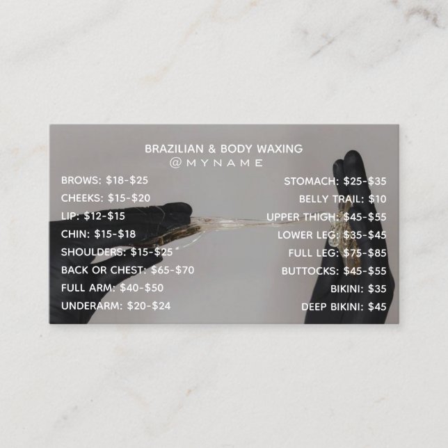 Professional and Chic for Brazilian & Body Waxing  Business Card (Front)