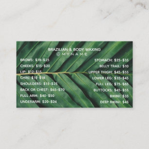 Professional and Chic for Brazilian & Body Waxing Business Card