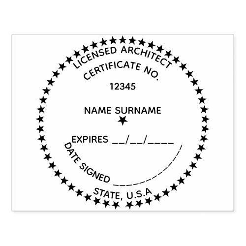 Professional architect licensed registered round rubber stamp