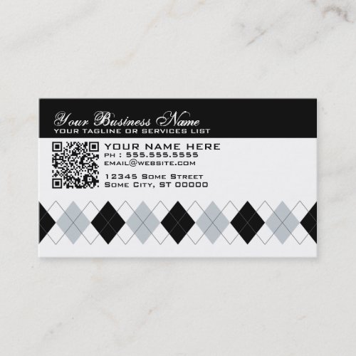 professional argyle QR code Business Card Templates
