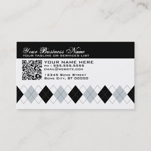 Customizable professional argyle QR code Business Card Templates
