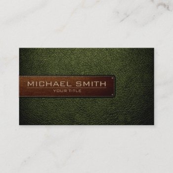 Professional Army Green Leather Look Business Card by NhanNgo at Zazzle