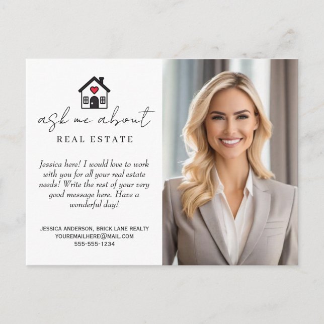 Professional Ask Me About Real Estate Promotional Postcard (Front)