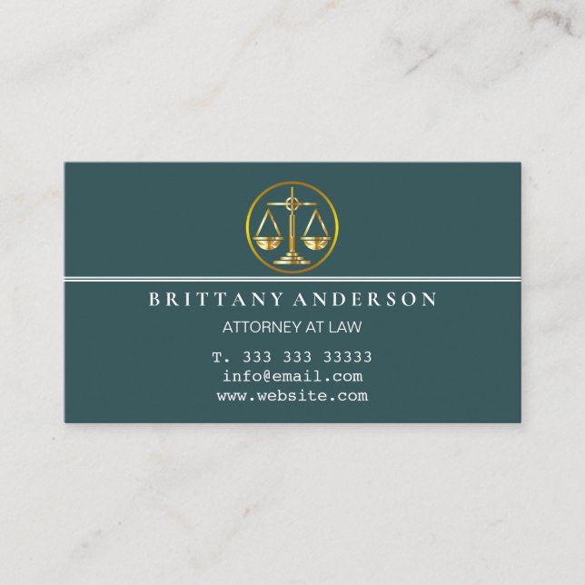 Professional Attorney at Law Black Scale Business  Business Card (Front)