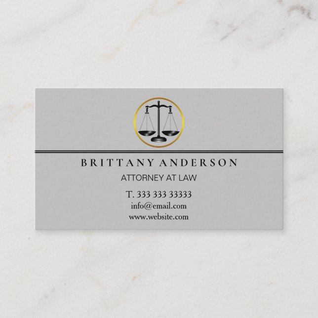 Professional Attorney at Law Black Scale Business  Business Card (Front)