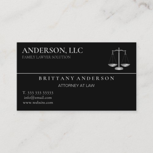 Professional Attorney at Law Black Scale Business Card