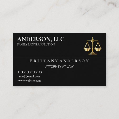 Professional Attorney at Law Black Scale Business Card