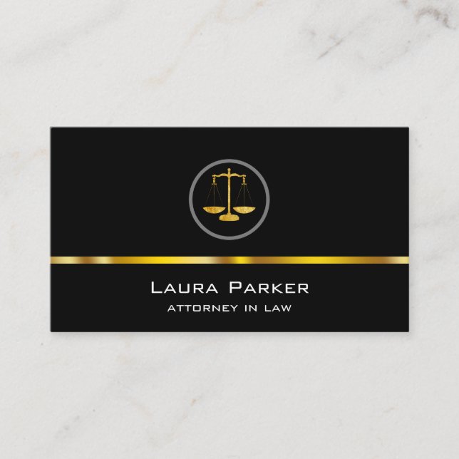 Professional Attorney At Law Classic Gold Scale Business Card (Front)