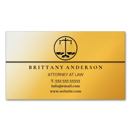 Professional Attorney at Law Gold Black Scale Business Card Magnet