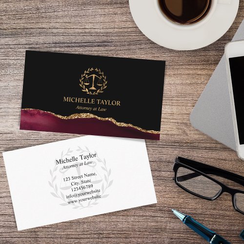 Professional Attorney at Law Justice Scale Lawyer Business Card