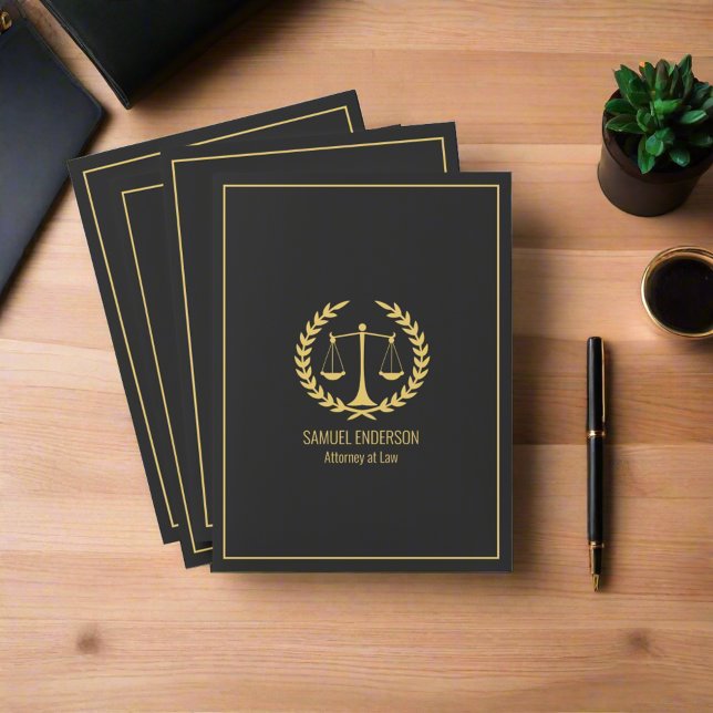 Professional Attorney at Law Lawyer Black & Gold  Pocket Folder (Creator Uploaded)