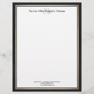Professional Attorney Black White Gold Border Letterhead