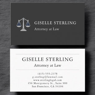 Professional Attorney Elegant Black Silver Business Card