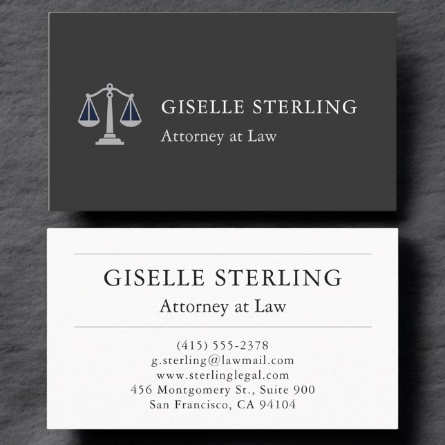 Professional Attorney Elegant Black Silver Business Card (Creator Uploaded)