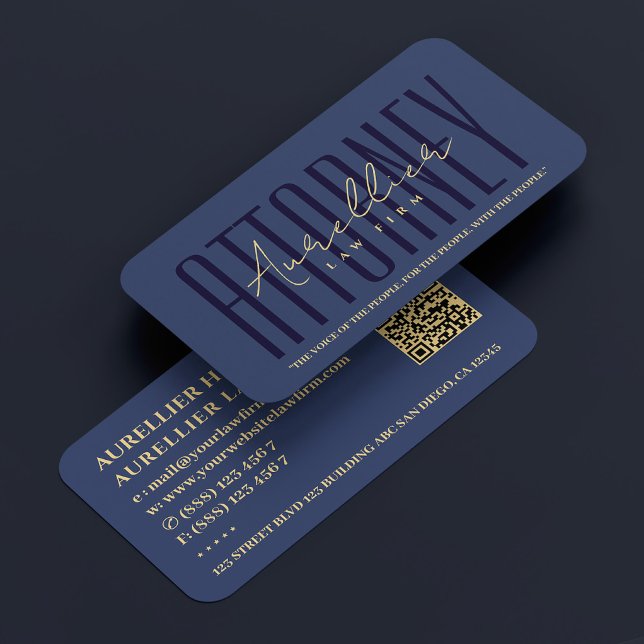 Professional Attorney Law Firm Dark Blue Modern Business Card (Creator Uploaded)