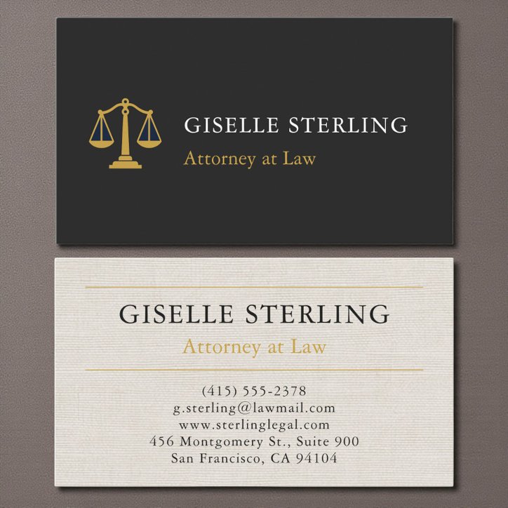 Professional Attorney Law Firm Linen Gold Business Card