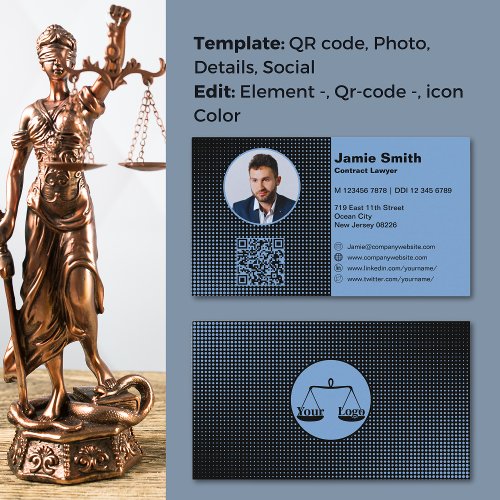 Professional Attorney Lawyer Blue Business Cards