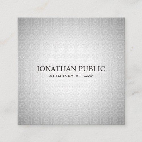 Professional Attorney Lawyer Elegant Silver Luxury Square Business Card