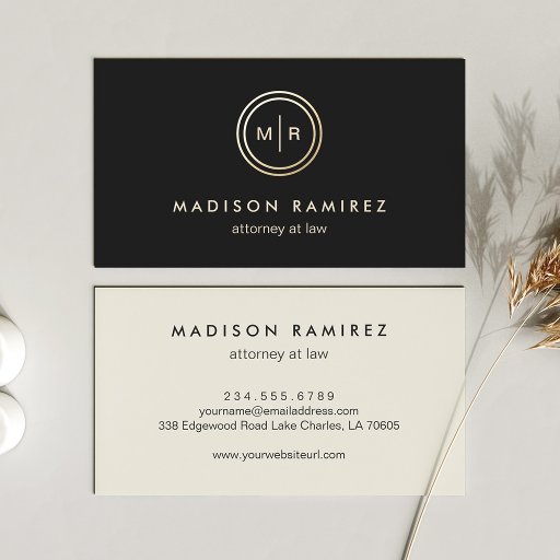 Customizable Professional Attorney Lawyer Modern Monogram Logo Business Card