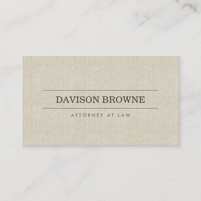 Professional Attorney Linen Look Business Card (Front)