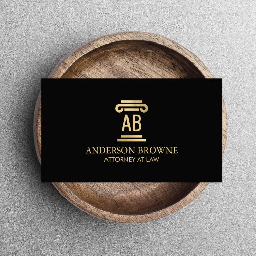 Professional Attorney Monogram GoldBlack  Business Card
