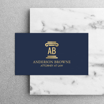 Professional Attorney Monogram Gold/navy Blue Business Card by 1201am at Zazzle