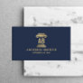 Professional Attorney Monogram Gold/Navy Blue Business Card